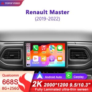 8G+256GB Car Radio for Renault Master (2019-2022) 9.5″ 2K Android 13 Car Stereo Qualcomm Chip